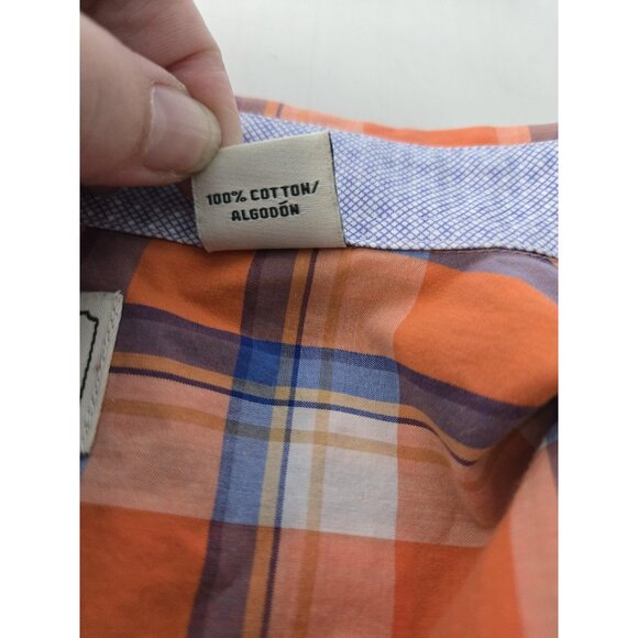 Southern Pines Shirt Mens 2XL Orange Blue Plaid Button Down 100% Cotton Casual - Picture 7 of 10